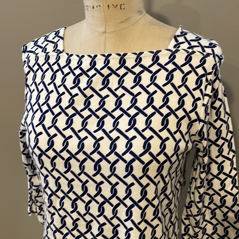 Chicos boatneck blue and white top - Picture 2 of 7